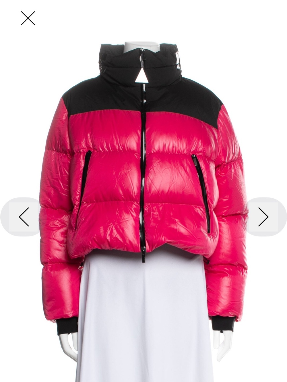 Gorgeous Moncler women’s Pink & Black Cropped Puffer Jacket